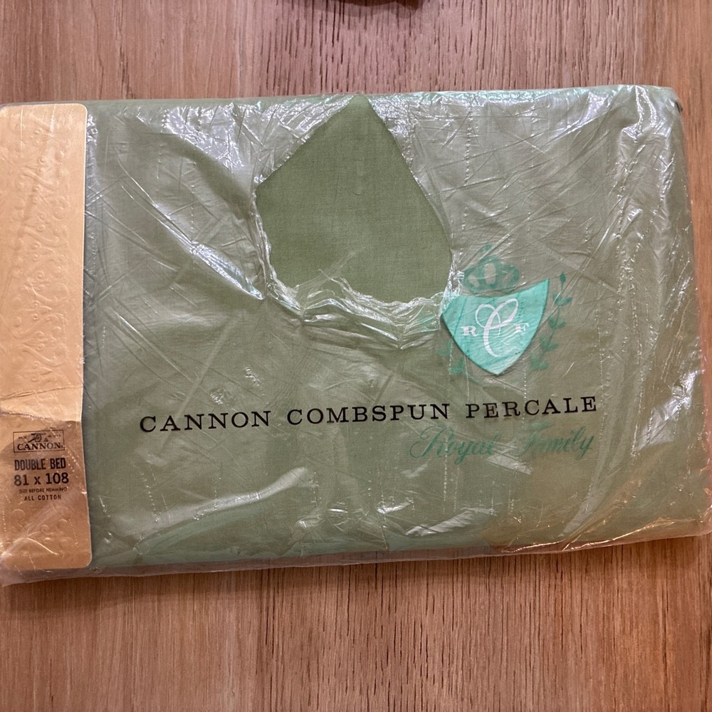Cannon Combspun Percale Double Bed Flat Sheet 81"x108" before hemming Green USA